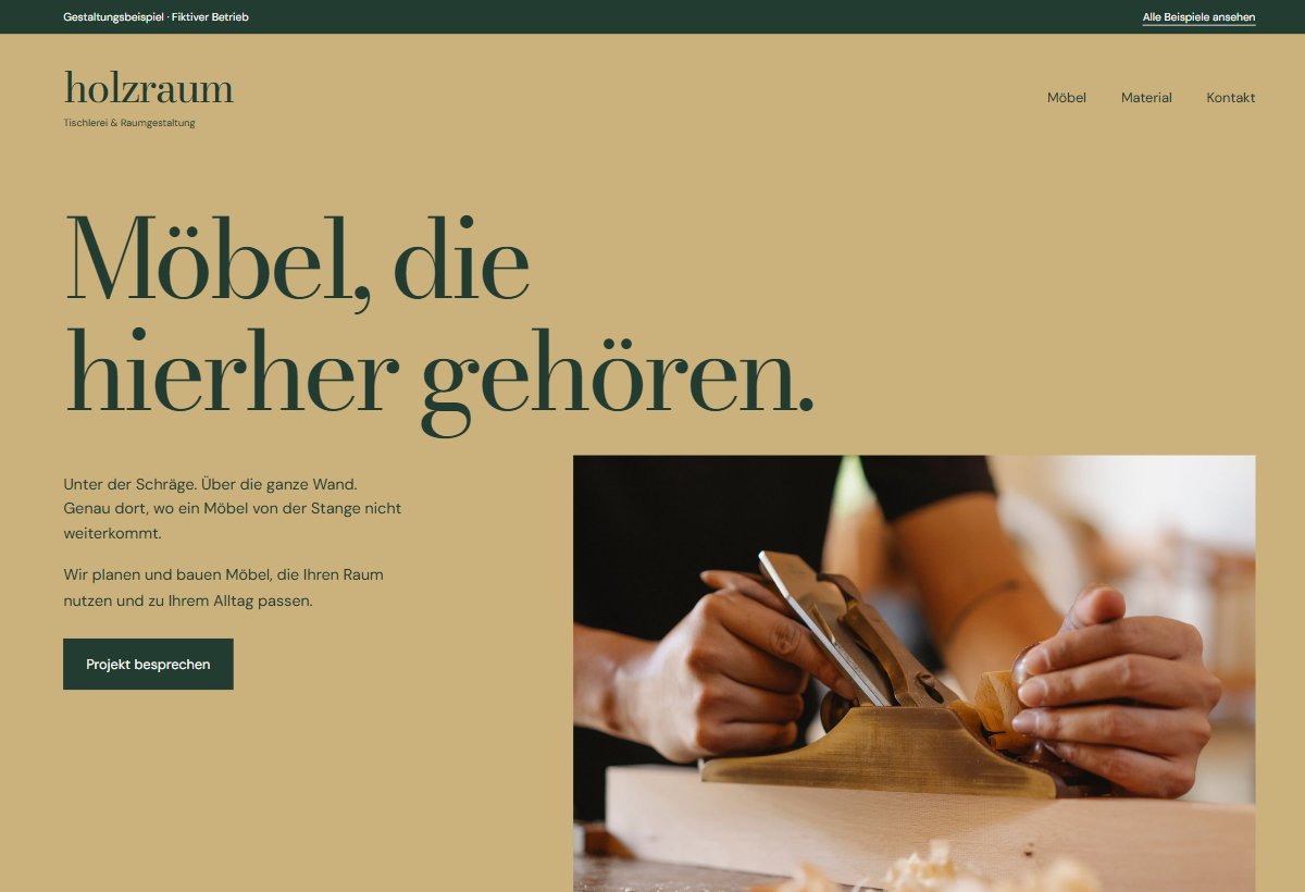 Seitenvorschau Holzraum – Möbelportfolio und Werkstatt.